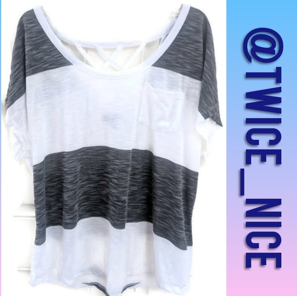 Lane Bryant Open Back Striped Shirt Sz 18/20 - Picture 1 of 5